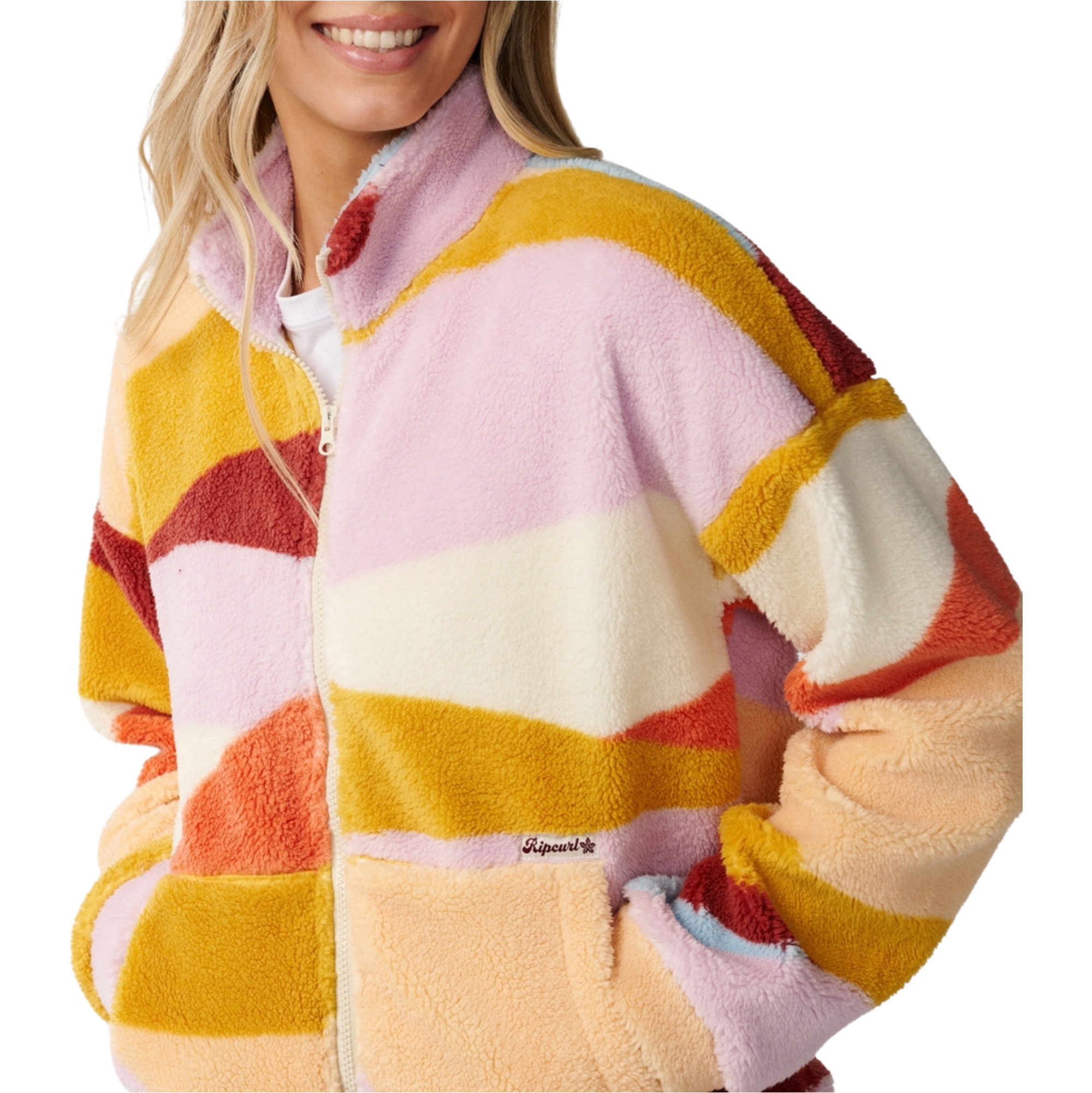 2026 Rip Curl Womens Retro Swell Standard Polar Zip Thru Fleece 0D7WFL - Multi
